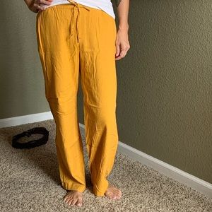 NWOT XS Old Navy linen mustard drawstring pants